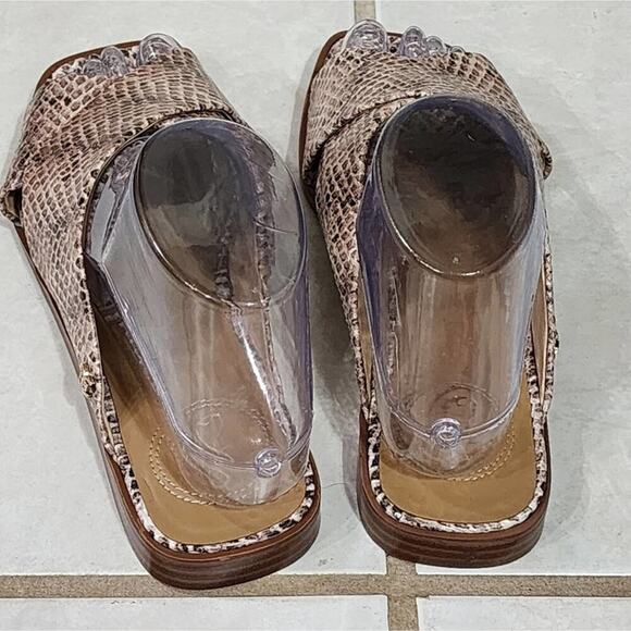 Sam Edelman Idina snakeskin Sesame Slip On Open‎ Toe Mule Slide Flat Sandal sz 7 - Picture 4 of 7